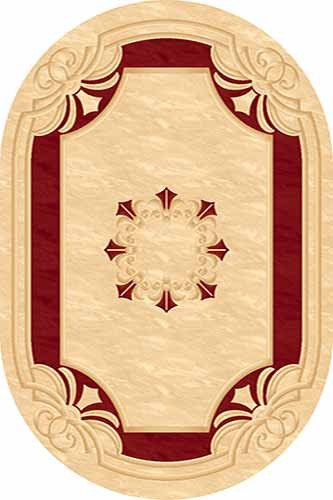 Овальный ковер KAMEA carving 5333 CREAM-RED Российский ковер Камея Карвинг фабрики Меринос 5333 CREAM-RED Цена указана за 1 квадратный метр