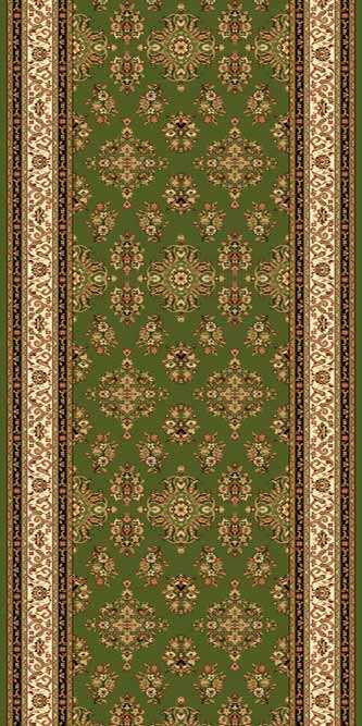 Ковровая дорожка (тканная) Valencia 15 зеленый Высота ворса  11 мм. Количество ворсовых точек на кв.м.: 320. Состав  Хитсэт  100%. Вес м2: 2050 г. Рулон 25 метров. Цена указана за 1 погонный метр. Отрежем любые размеры до 1 сантиметра!